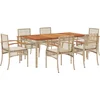 Image de vidaXL - 7-delige - Tuinset - met - kussens - poly - rattan - beige