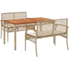 Image de vidaXL - 3-delige - Tuinset - met - kussens - poly - rattan - beige