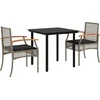Image de vidaXL - 3-delige - Tuinset - met - kussens - poly - rattan - grijs