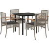 Image de vidaXL - 5-delige - Tuinset - met - kussens - poly - rattan - grijs