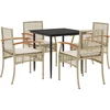 Image de vidaXL - 5-delige - Tuinset - met - kussens - poly - rattan - beige