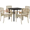 Image de vidaXL - 5-delige - Tuinset - met - kussens - poly - rattan - beige