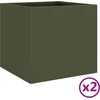 Image de vidaXL - Plantenbakken - 2 - st - 32x30x29 - cm - staal - olijfgroen