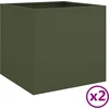 Image de vidaXL - Plantenbakken - 2 - st - 42x40x39 - cm - staal - olijfgroen