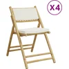 Image de vidaXL - Bistrostoelen - 4 - st - inklapbaar - met - kussens - bamboe - crèmewit