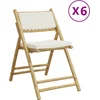 Image de vidaXL - Bistrostoelen - 6 - st - inklapbaar - met - kussens - bamboe - crèmewit