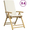 Image de vidaXL - Tuinstoelen - 4 - st - inklapbaar - met - kussens - bamboe - crèmewit