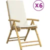 Image de vidaXL - Tuinstoelen - 6 - st - inklapbaar - met - kussens - bamboe - crèmewit