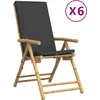 Image de vidaXL - Tuinstoelen - 6 - st - inklapbaar - met - kussens - bamboe - donkergrijs