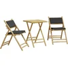 Image de vidaXL - 3-delige - Bistroset - inklapbaar - met - kussens - bamboe - donkergrijs