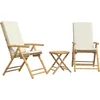 Image de vidaXL - 3-delige - Bistroset - inklapbaar - met - kussens - bamboe - crèmewit