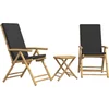 Image de vidaXL - 3-delige - Bistroset - inklapbaar - met - kussens - bamboe - donkergrijs