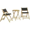 Image de vidaXL - 3-delige - Bistroset - inklapbaar - met - kussens - bamboe - donkergrijs