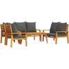 Image de vidaXL - 5-delige - Loungeset - met - kussens - massief - acaciahout