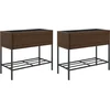 Image de vidaXL - Plantenbakken - met - schap - 2 - st - 90x40x75 - poly - rattan - bruin