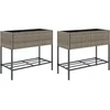 Image de vidaXL - Plantenbakken - met - schap - 2 - st - 90x40x75 - poly - rattan - grijs