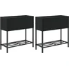 Image de vidaXL - Plantenbakken - met - schap - 2 - st - 70x28x70 - poly - rattan - zwart