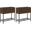 Image de vidaXL - Plantenbakken - met - schap - 2 - st - 70x28x70 - poly - rattan - bruin