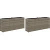 Image de vidaXL - Plantenbakken - met - 2 - potten - 2 - st - 90x20x40 - cm - poly - rattan - grijs
