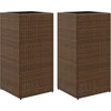 Image de vidaXL - Plantenbakken - 2 - st - 40x40x80 - cm - poly - rattan - bruin