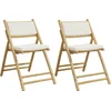 Image de vidaXL - Bistrostoelen - 2 - st - inklapbaar - met - kussens - bamboe - crèmewit