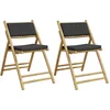 Image de vidaXL - Bistroset - 2 - st - inklapbaar - met - kussens - bamboe - donkergrijs