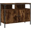 Image de vidaXL - Badkamerkast - 80x30x60 - cm - bewerkt - hout - gerookt - eikenkleurig