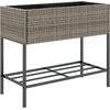 Image de vidaXL - Plantenbak - met - schap - poly - rattan - grijs