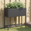 Image de vidaXL - Plantenbak - met - schap - poly - rattan - zwart