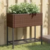 Image de vidaXL - Plantenbak - met - schap - poly - rattan - bruin