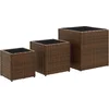 Image de vidaXL - Plantenbakken - 3 - st - poly - rattan - bruin