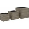 Image de vidaXL - Plantenbakken - 3 - st - poly - rattan - grijs