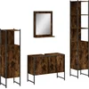 Image de vidaXL - 4-delige - Badkamermeubelset - bewerkt - hout - gerookt - eikenkleurig