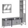 Image de vidaXL - 4-delige - Badkamermeubelset - bewerkt - hout - grijs - sonoma - eikenkleur
