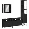 Image de vidaXL - 4-delige - Badkamermeubelset - bewerkt - hout - zwart