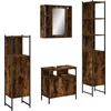 Image de vidaXL - 4-delige - Badkamermeubelset - bewerkt - hout - gerookt - eikenkleurig