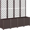 Image de vidaXL - Plantenbak - met - latwerk - 160x40x140 - cm - polypropeen - bruin