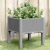 Image de vidaXL - Plantenbak - met - poten - 40x40x42 - cm - polypropeen - lichtgrijs