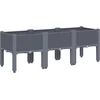 Image de vidaXL - Plantenbak - met - poten - 120x40x42 - cm - polypropeen - blauwgrijs