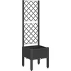 Image de vidaXL - Plantenbak - met - latwerk - 40x40x142 - cm - polypropeen - zwart