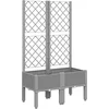 Image de vidaXL - Plantenbak - met - latwerk - 80x40x142 - cm - polypropeen - lichtgrijs