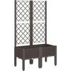 Image de vidaXL - Plantenbak - met - latwerk - 80x40x142 - cm - polypropeen - bruin