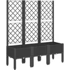 Image de vidaXL - Plantenbak - met - latwerk - 120x40x142 - cm - polypropeen - zwart