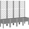 Image de vidaXL - Plantenbak - met - latwerk - 160x40x142 - cm - polypropeen - lichtgrijs