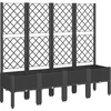 Image de vidaXL - Plantenbak - met - latwerk - 160x40x142 - cm - polypropeen - zwart