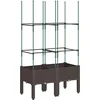 Image de vidaXL - Plantenbak - met - latwerk - 80x40x142,5 - cm - polypropeen - bruin