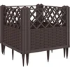 Image de vidaXL - Plantenbak - met - pinnen - 43,5x43,5x43,5 - cm - polypropeen - bruin