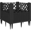 Image de vidaXL - Plantenbak - met - pinnen - 43,5x43,5x43,5 - cm - polypropeen - zwart