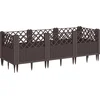Image de vidaXL - Plantenbak - met - pinnen - 123,5x43,5x43,5 - cm - polypropeen - bruin