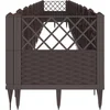 Image de vidaXL - Plantenbak - met - pinnen - 363,5x43,5x43,5 - cm - polypropeen - bruin